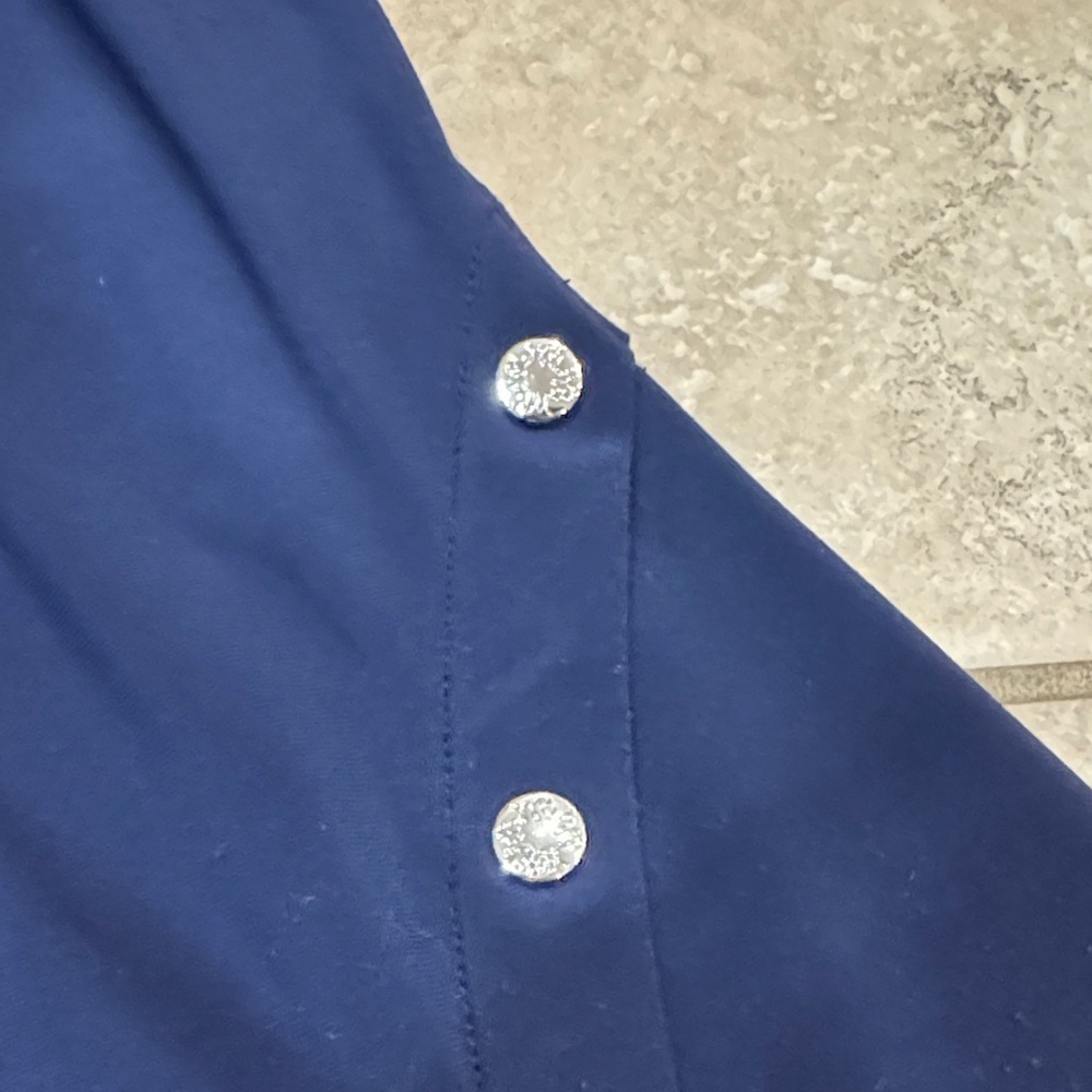 White House Black Market Navy Midi Dress with Stud Accents - Picture 3 of 6